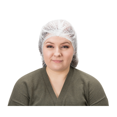 Bonnet bouffant pliss&eacute;, Polypropyl&egrave;ne, 19", Blanc Quali-T-Solutions