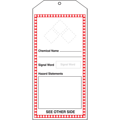 GHS Jumbo Tags, Cardstock, 3-7/8" W x 8-1/2" H, English Quali-T-Solutions