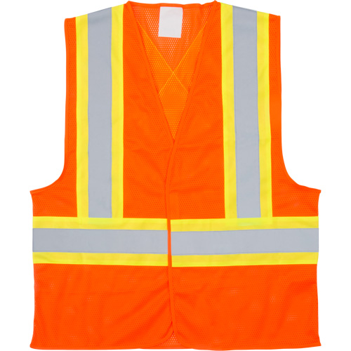 Traffic Safety Vest, High Visibility Orange, Medium, Polyester Quali-T-Solutions