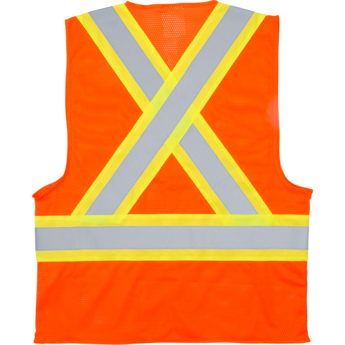 Traffic Safety Vest, High Visibility Orange, Medium, Polyester Quali-T-Solutions