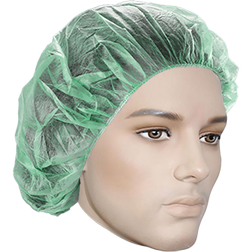 Bonnets bouffants, Polypropyl&egrave;ne, 21", Vert Quali-T-Solutions
