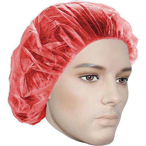 Bonnets bouffants, Polypropyl&egrave;ne, 21", Rouge Quali-T-Solutions