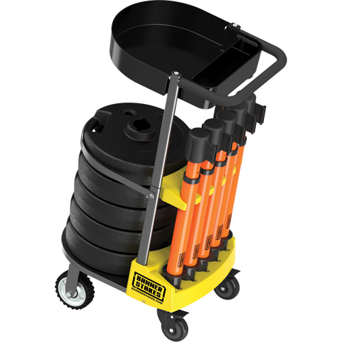 Chariot de transport avec plateau pour barri&egrave;re PLUS, 75' lo, M&eacute;tal, Orange Quali-T-Solutions