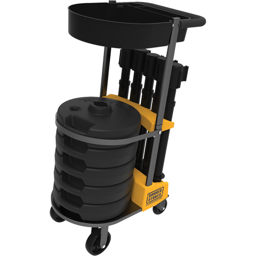 Chariot de transport avec plateau pour barri&egrave;re PLUS, 75' lo, M&eacute;tal, Noir Quali-T-Solutions