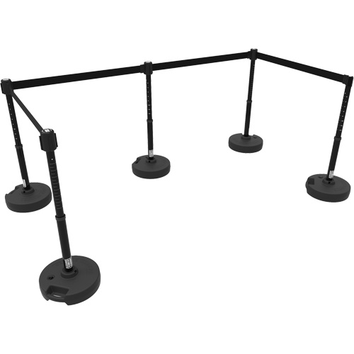 PLUS Barrier Post Set X5, Plastic, 42" H, Black Tape, 15' Tape Length Quali-T-Solutions