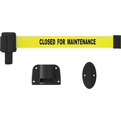 PLUS Wall Mount Barrier System, Plastic, Screw Mount, 15', Yellow Tape Quali-T-Solutions