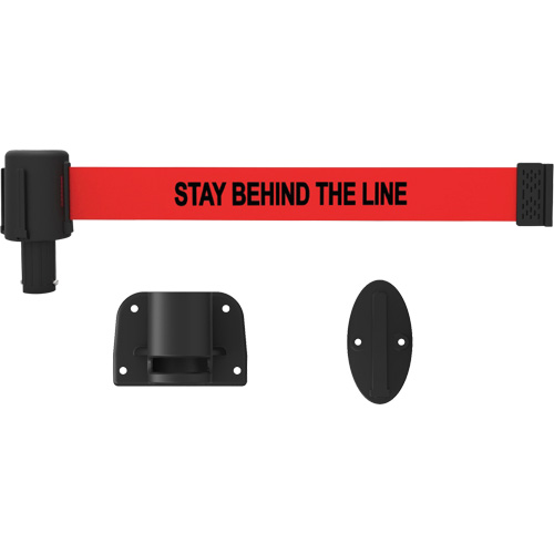 PLUS Wall Mount Barrier System, Plastic, Screw Mount, 15', Red Tape Quali-T-Solutions