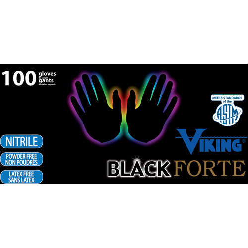 34605 Forte Disposable Gloves, Small, Nitrile, 6-mil, Powder-Free, Black Quali-T-Solutions