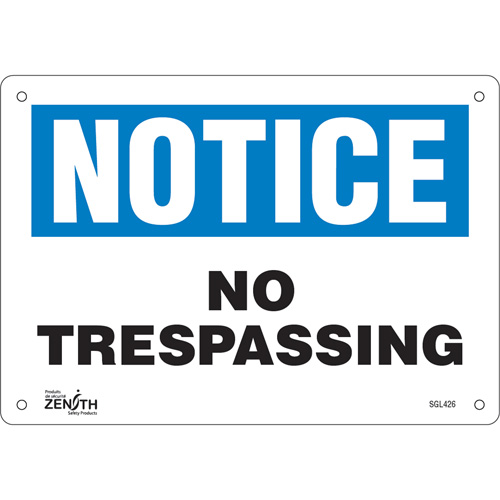 "No Trespassing" Sign, 7" x 10", Plastic, English Quali-T-Solutions