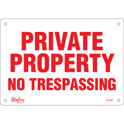 "Private Property" Sign, 7" x 10", Plastic, English Quali-T-Solutions