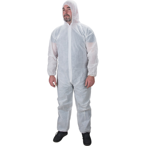 Combinaisons &agrave; capuchon, Moyen, Blanc, Polypropyl&egrave;ne Quali-T-Solutions