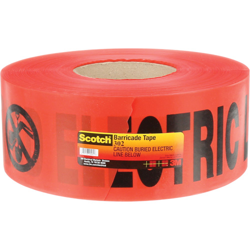 Scotch&reg; Buried Barricade Tape, English, 3" W x 1000' L, 4 mils, Black on Red Quali-T-Solutions