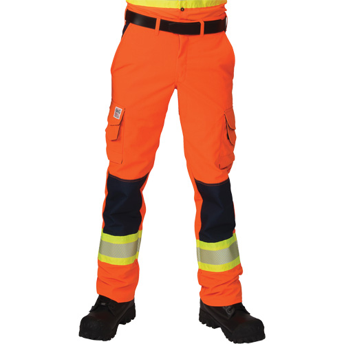 Pantalons cargo haute visibilit&eacute; antid&eacute;chirure, Polyester, 28, Orange haute visibilit&eacute; Quali-T-Solutions