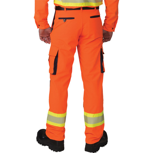 Pantalons cargo haute visibilit&eacute; antid&eacute;chirure, Polyester, 28, Orange haute visibilit&eacute; Quali-T-Solutions