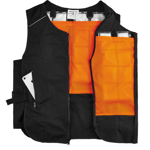 Chill-Its&reg; 6260 Lightweight Phase Change Cooling Vest with Packs, Small/Medium, Black Quali-T-Solutions