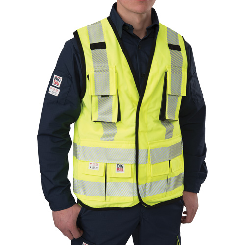 Ripstop Surveyor's Vest, High Visibility Lime-Yellow, Small, Polyester Quali-T-Solutions