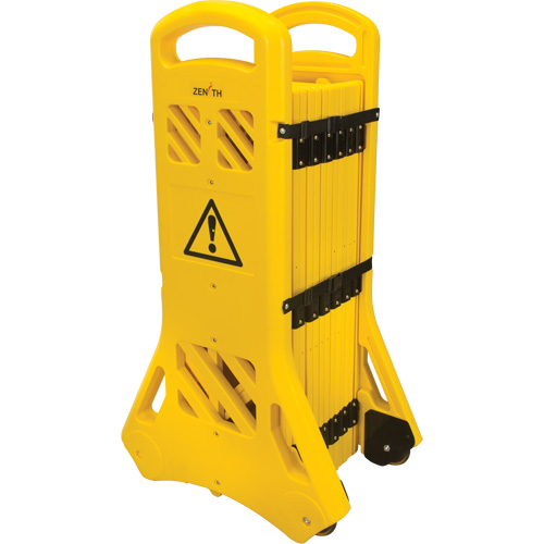 Portable Mobile Barrier, 40" H x 13' L, Yellow Quali-T-Solutions