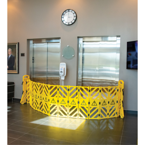 Portable Mobile Barrier, 40" H x 13' L, Yellow Quali-T-Solutions