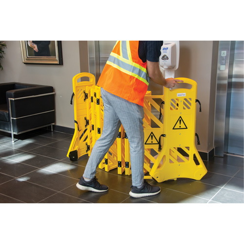 Portable Mobile Barrier, 40" H x 13' L, Yellow Quali-T-Solutions
