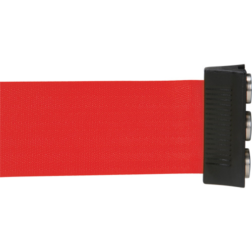Barri&egrave;re &agrave; fixation murale avec ruban magn&eacute;tique, Acier, Fixation par vis, 12', Ruban Rouge Quali-T-Solutions