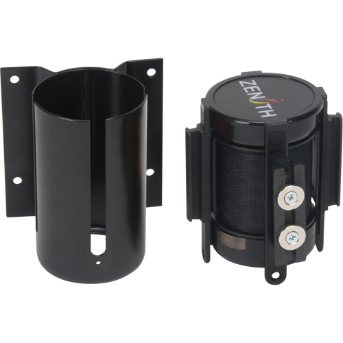 Barri&egrave;re &agrave; fixation murale avec ruban magn&eacute;tique, Acier, Fixation par vis, 7', Ruban Noir Quali-T-Solutions