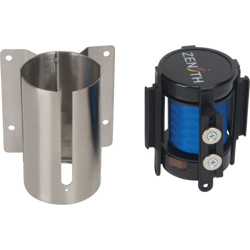 Wall Mount Barrier with Magnetic Tape, Steel, Screw Mount, 7', Blue Tape Quali-T-Solutions