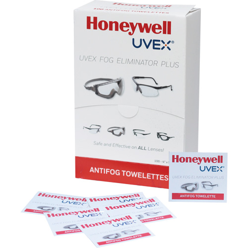 Uvex&reg; Fog Eliminator Plus Lens Towelettes, 4" x 5", Pack Of 100 Quali-T-Solutions