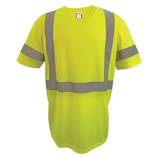 Short Sleeve Safety T-Shirt, Polyester, 2X-Large, High Visibility Lime-Yellow Quali-T-Solutions