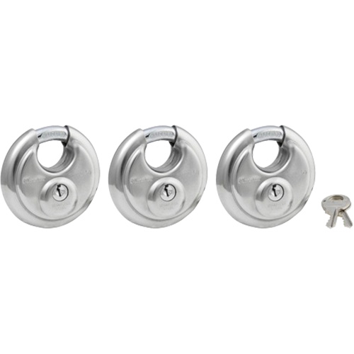 Cadenas &agrave; arceau prot&eacute;g&eacute;, Argent, Cl&eacute;s identiques, Acier inoxydable, Largeur de 2-3/4" Quali-T-Solutions