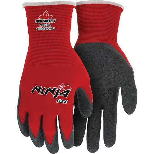 Gants enduits Flex Ninja, Grand, R&ecirc;vetement Latex de caoutchouc, Calibre 15, Enveloppe en Nylon Quali-T-Solutions