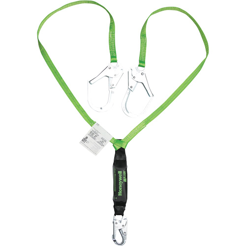 Miller&reg; HP Shock-Absorbing Lanyard, 6', Scaffold Hook Center, Locking Snap Hook Leg Ends, Polyester Quali-T-Solutions