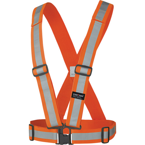 5591 Bretelle de s&eacute;curit&eacute; de ajustable, Orange haute visibilit&eacute;, Couleur r&eacute;fl&eacute;chissante Argent, Taille unique Quali-T-Solutions
