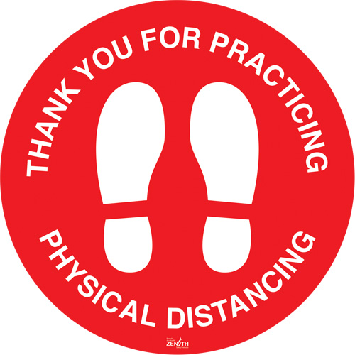 "Physical Distancing" Floor Sign, Adhesive, English with Pictogram Quali-T-Solutions