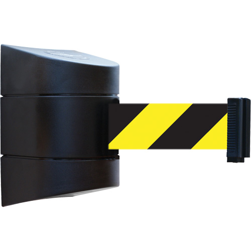 Unit&eacute; murale Tensabarrier, Acier, Fixation par vis, 30', Ruban Noir et jaune Quali-T-Solutions