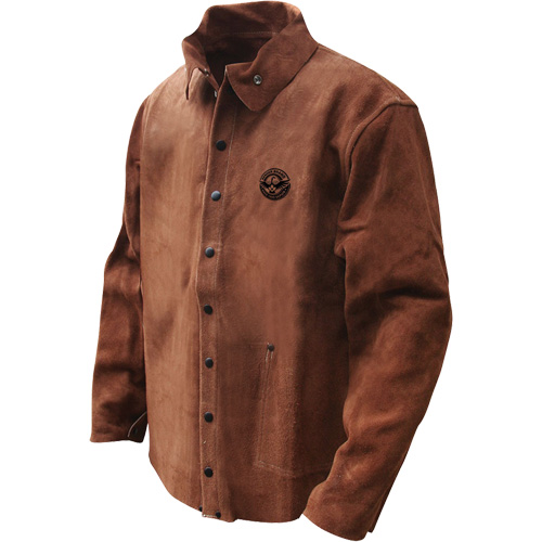 Veste de soudage en cuir fleur de vache refendu Gander Brand, Cuir, 4T-Grand, Brun Quali-T-Solutions