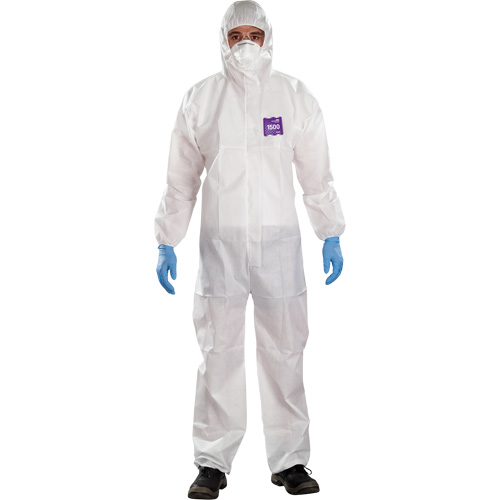 Alphatec Microchem Coveralls with Collar, Large, White, SMS Quali-T-Solutions