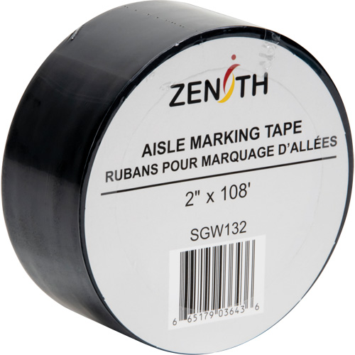 Aisle Marking Tape, 2" x 108', PVC, Black Quali-T-Solutions