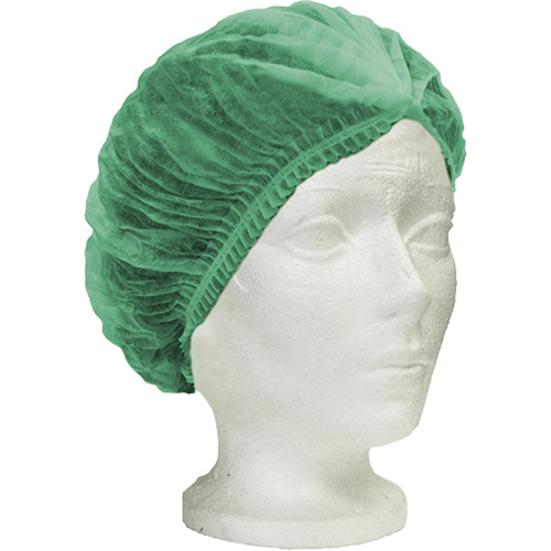 Ronco Care Pleated Bouffant Cap, Polypropylene, 21", Green Quali-T-Solutions