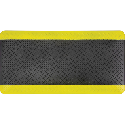 Tapis antifatigue, Losange, 1-2/3' x 3-1/4' x 3/4", Noir/Jaune, Polyur&eacute;thane Quali-T-Solutions