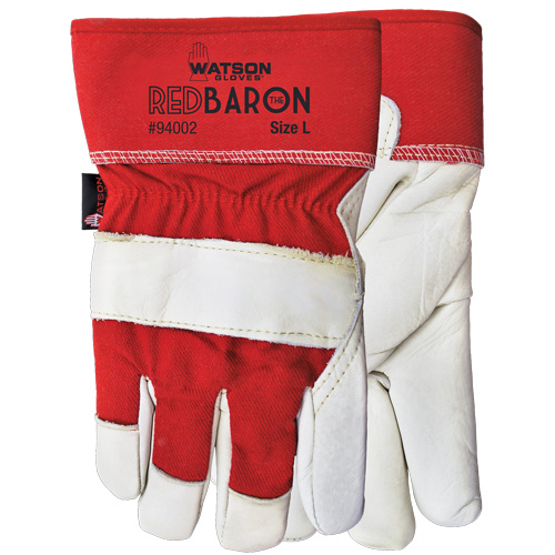 Gants d'ajusteur Red Baron, Grand, Paume en Cuir fleur de vache, Doublure en Tissu-laine Quali-T-Solutions