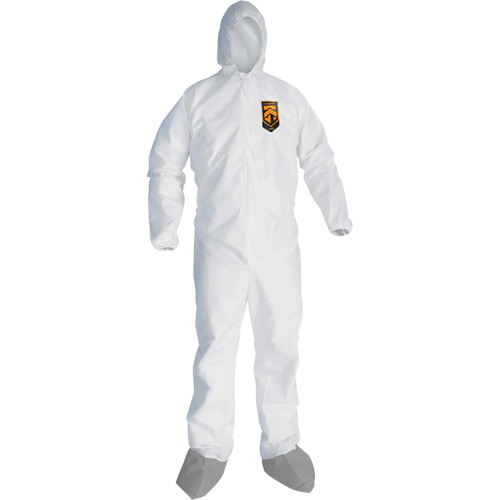 KleenGuardA45 Liquid & Particle Protection Coveralls with Anti-Slip Shoe, Large, Grey/White, Microporous Quali-T-Solutions