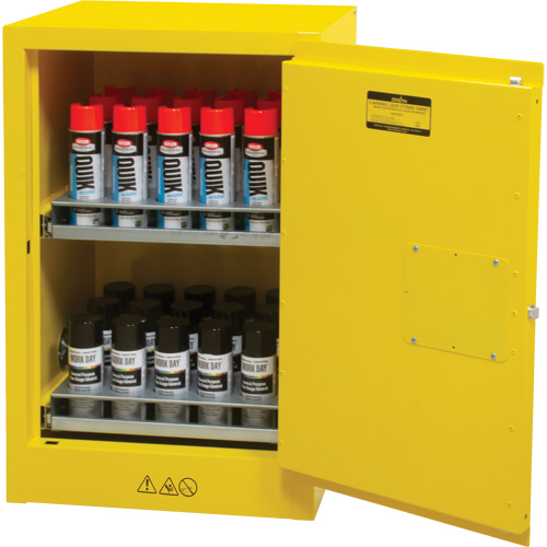 Flammable Aerosol Storage Cabinet, 12 gal., 1 Door, 23" W x 35" H x 18" D Quali-T-Solutions