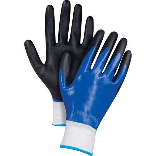 Black & Blue Coated Gloves, Medium, Foam Nitrile Coating, 15 Gauge, Nylon Shell Quali-T-Solutions