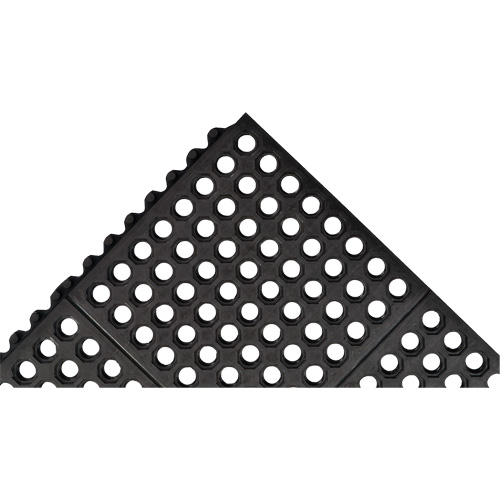 Cushion-Ease&reg; 550 Interlocking Anti-Fatigue Mat, Slotted, 3' x 3' x 3/4", Black, Rubber Quali-T-Solutions