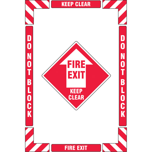 Trousse de marquage du sol ?Fire Exit? (sortie de secours), Adh&eacute;sif, Anglais avec pictogramme Quali-T-Solutions