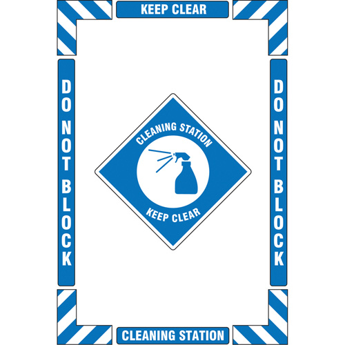 Trousse de marquage du sol ?Cleaning Station? (poste de nettoyage), Adh&eacute;sif, Anglais avec pictogramme Quali-T-Solutions