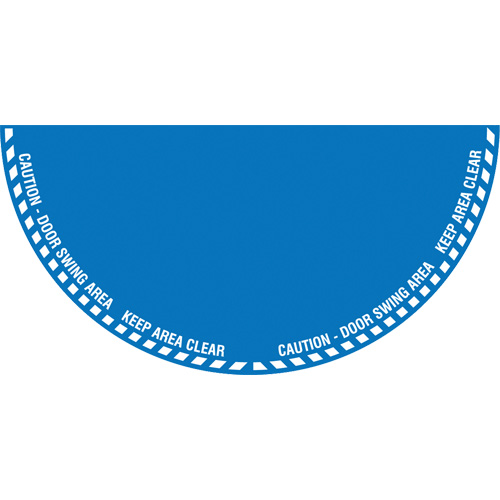 Signalisation au sol ?Caution? (attention) pour porte battante en demi-cercle, Adh&eacute;sif, Anglais avec pictogramme Quali-T-Solutions