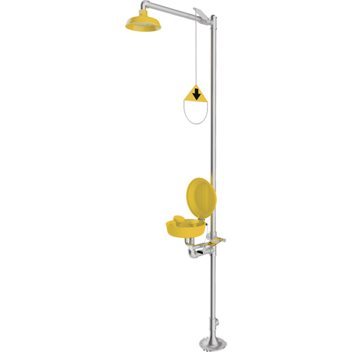 Douche durgence et douche oculaire combin&eacute;es, Socle Quali-T-Solutions