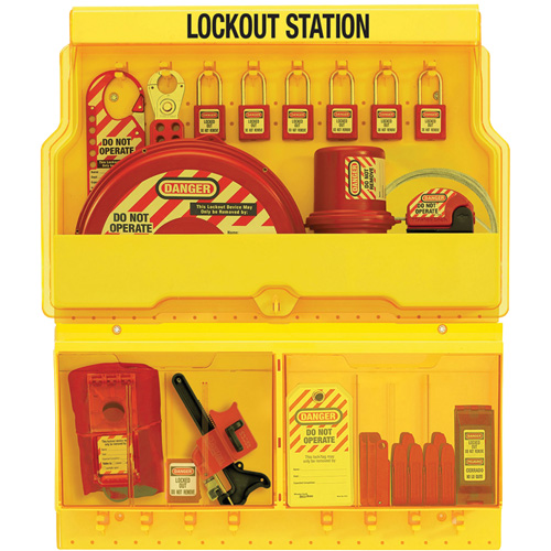 Standard Valve & Electrical Deluxe Lockout Station, Thermoplastic Padlocks, 32 Padlock Capacity, Padlocks Included Quali-T-Solutions