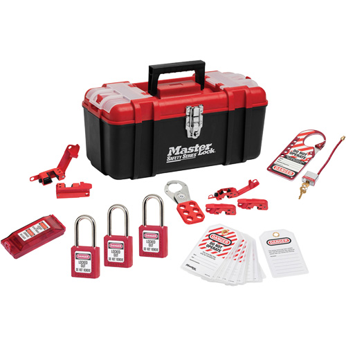 Trousse de cadenassage standard avec cadenas en thermoplastique Zenex, Ensemble &eacute;lectrique, 14 composants compris Quali-T-Solutions